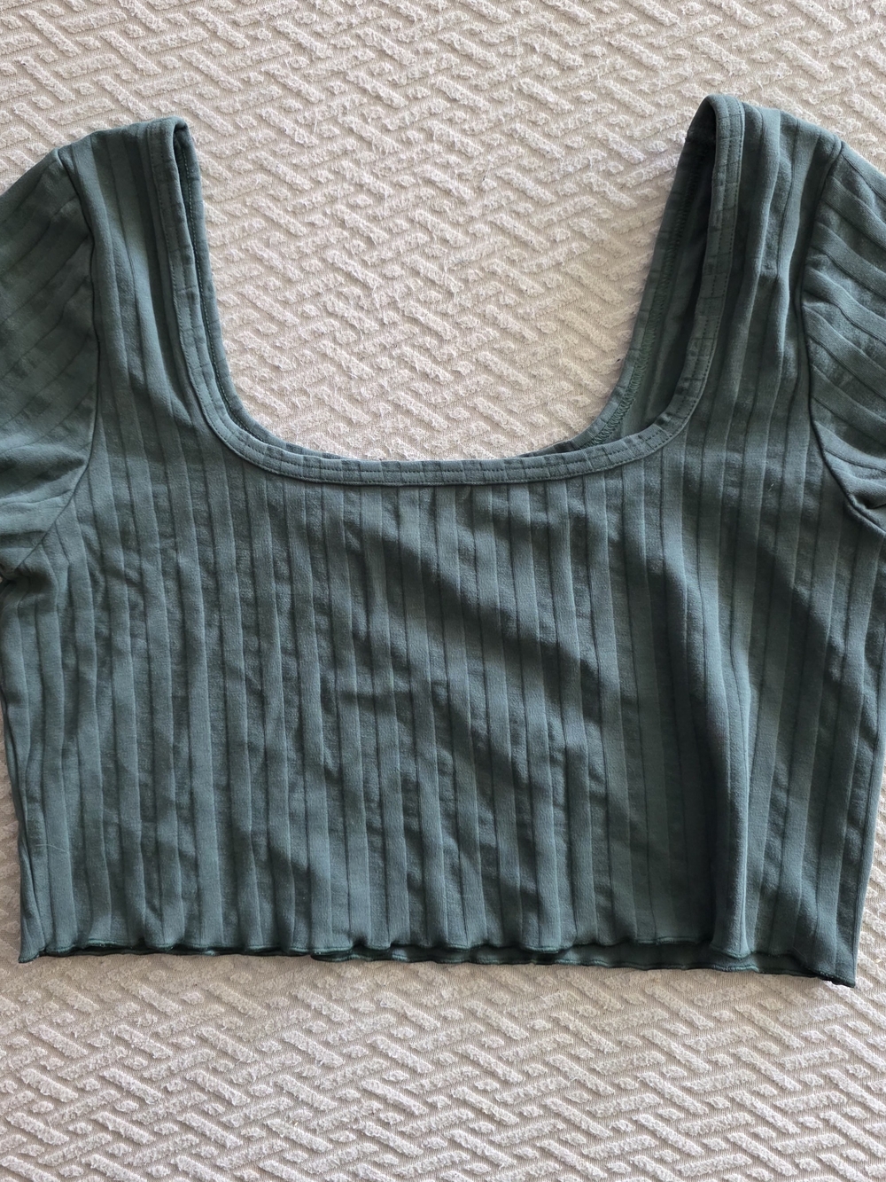 aerie Ribbed Square-Neck Crop Top - Teal Green XL